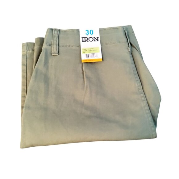 Iron Stretch Fabric Mens Two back pockets Shorts Size 30 Green Cotton & Spandex - Picture 7 of 7